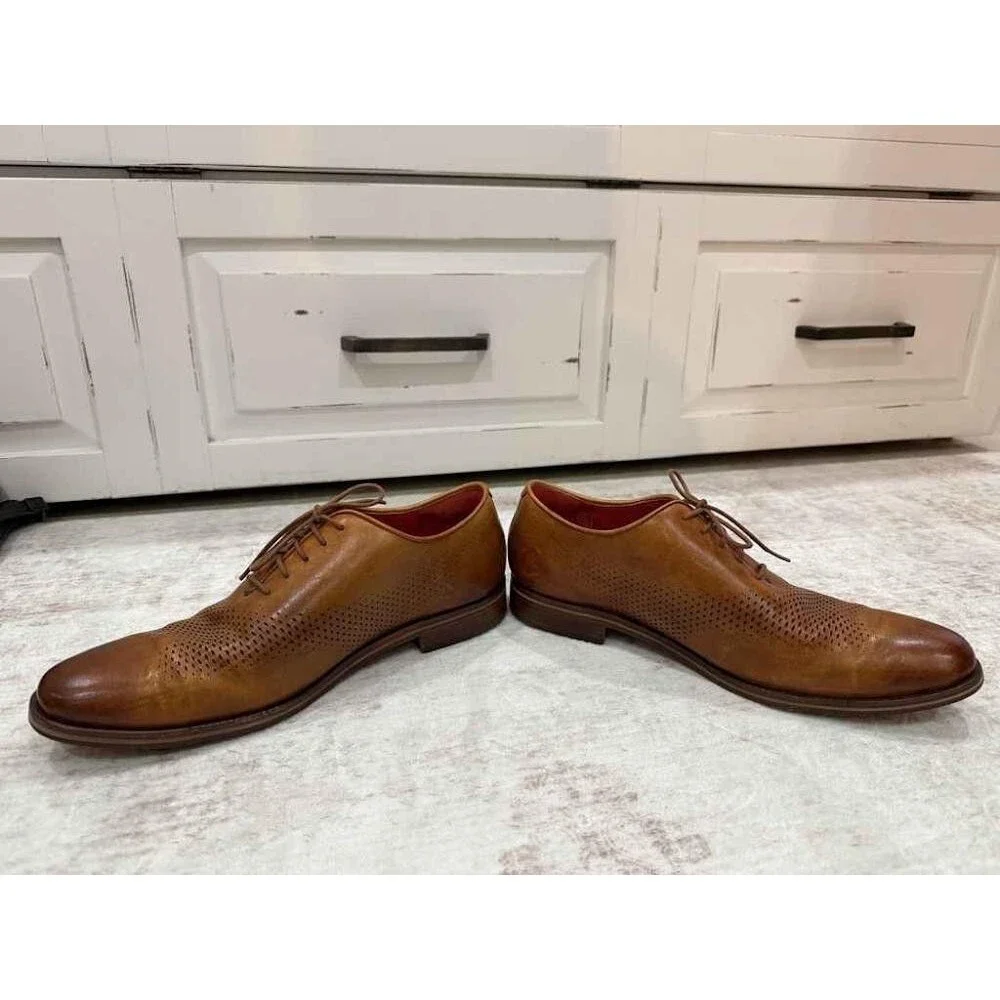 Cole Haan Washington Grand Laser Wingtip Oxfords Tan 10.5